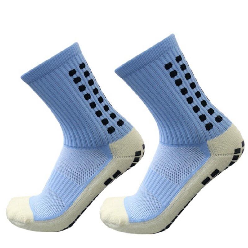2 Stuks Professionele Voetbalsokken Heren Middellang Kleeflaag Dik Antislip Siliconen-Geïnfuseerd Zweetabsorberend