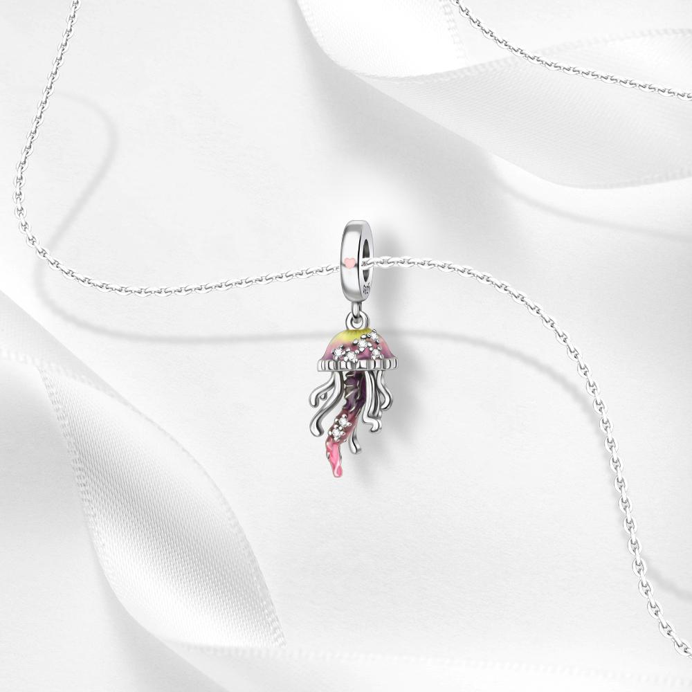 Ahthen Copper Bead Charms Jellyfish Dangle Charm Fit Snake Chain Bracelets Necklaces for Women Jewellery Making