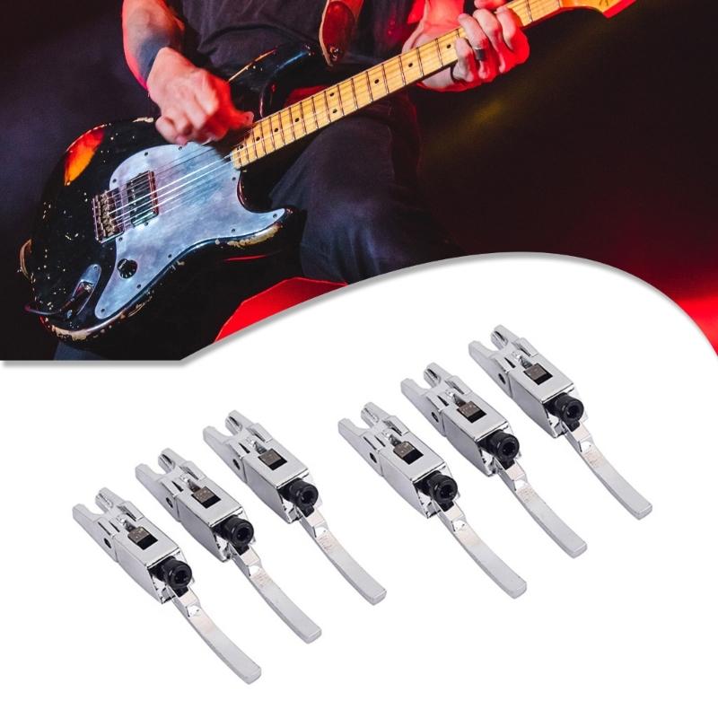 6Pcs Metal Guitar Bridge Saddles with Wrench Double Locking Systyem Tremolo Bridge For Enhanced Tone Stability Enduring