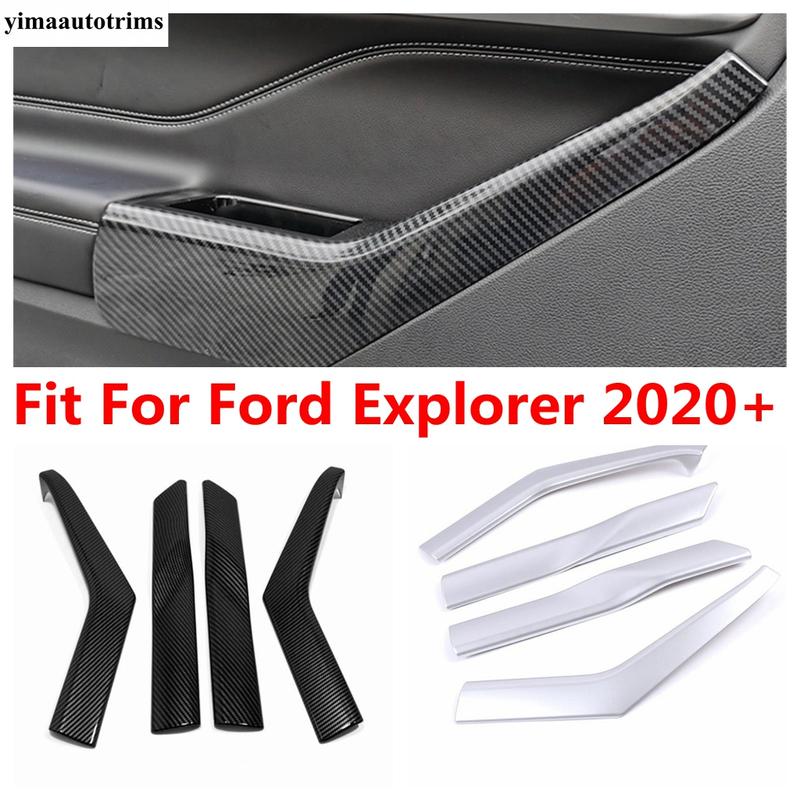 Car Inner Door Armrest Panel Handle Strip Decoration Cover Trim For Ford Explorer - 2025 ABS Matte Carbon Fiber Accessories