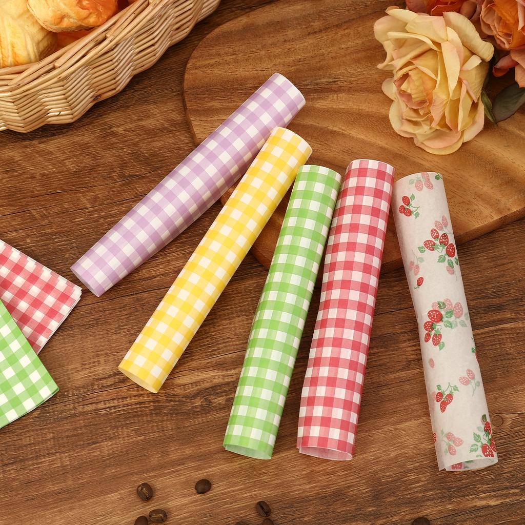 50Pcs Oilproof Wrapping Paper for Bread Sandwich Burger Fries Food-grade Wax Paper Baking Tools Kitchen Gadgets For Party Gift