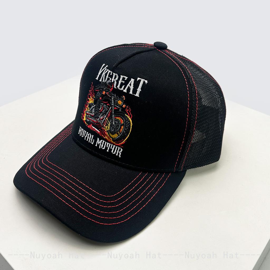 And Women Hip-Hop Embroidered Motorcycle Driver Letter Prints Baseball Caps Color Contrast Sun Protection Personalized Trucker Caps All-Match Ins