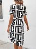 European American Women's V-neck Printed Dress