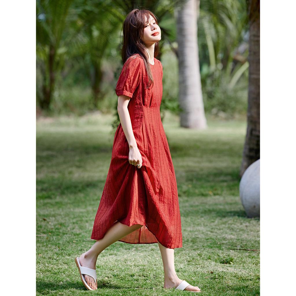 Hollow Imitation Tiny Silk Texture and Temperament Waist-hugging Dress Summer Updated Celebrity Dress