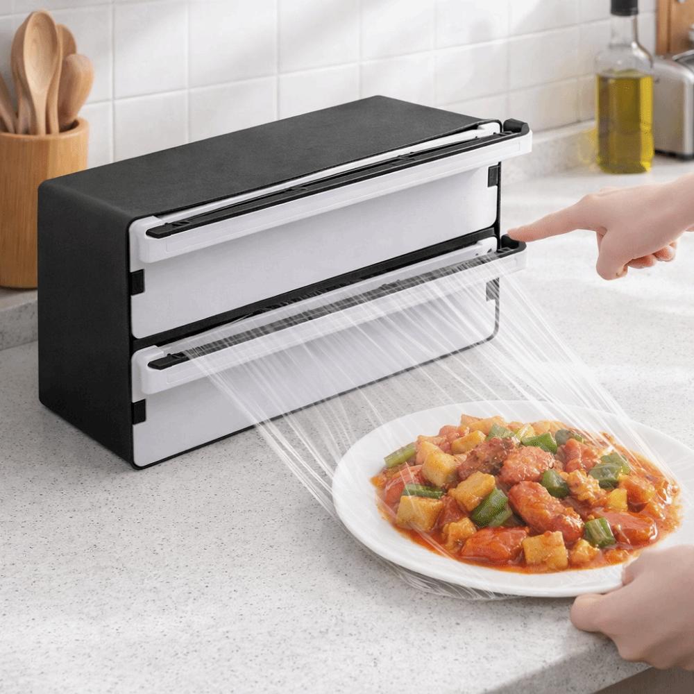 Refillable Cling Film Cutter Plastic Aluminum Foil Cutting Machine Stretch Film Cutter  for Kitchen