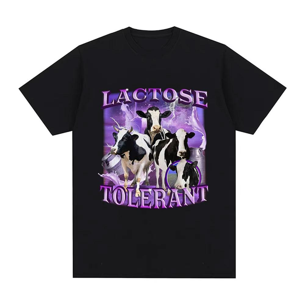 Lactose Intolerant Funny Meme Tee Shirt Men Women's Vintage Casual Short Sleeve T-shirt 100% Cotton Oversized Humor T Shirt Tops