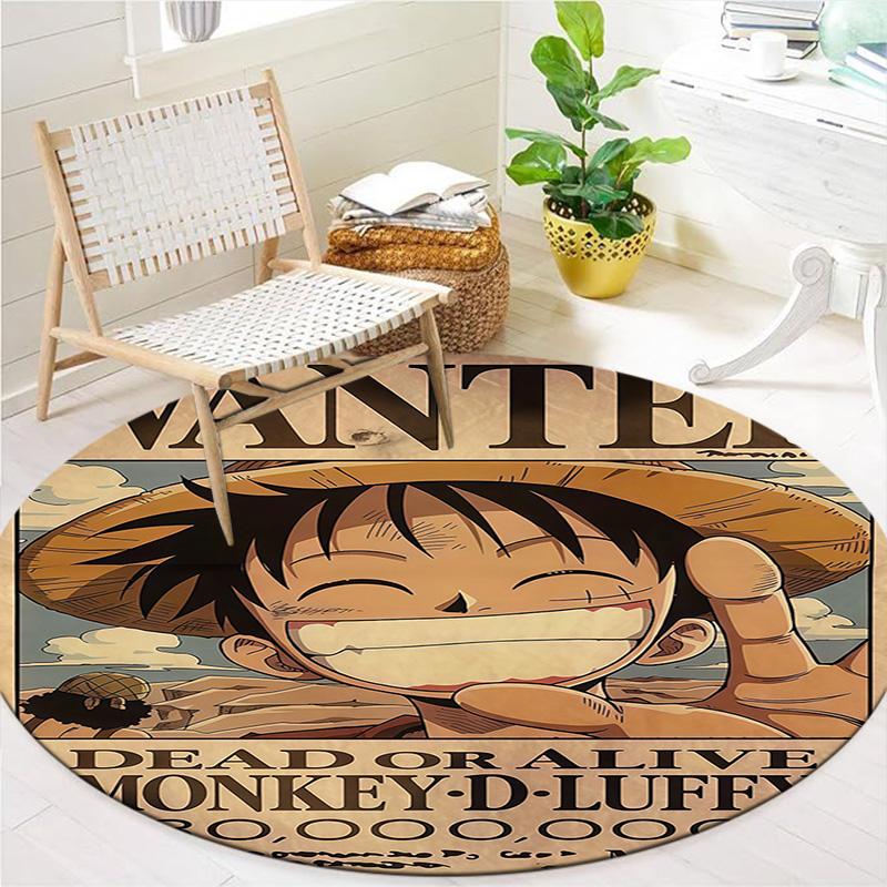 One Piece Monkey D Luffy Round Area Rug Carpet Rug For Living Room Bedroom Sofa Playroom Decor Nonslip Floor Mat