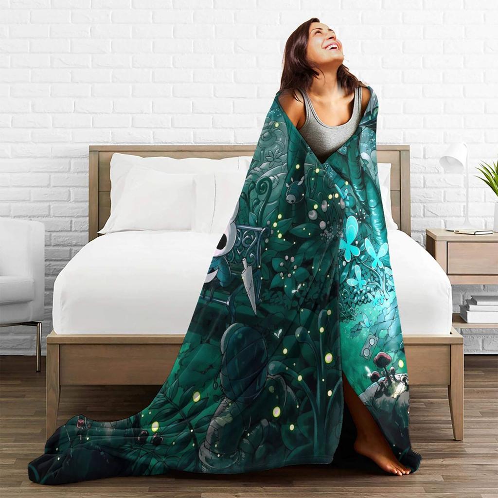 Hollow Knight Advanture Game Blanket Flannel Printed Cartoon Cute Multi-function Lightweight Throw Blanket Travel Bedding Quilt