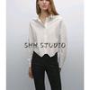 Spring New Women's Clothing French-Style High-Intelligence-Sensitive and Diligent Style Short Inner Wear Long Sleeve White Shirt 5155855