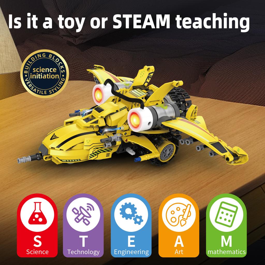 Moc 5 In 1 Electric Rc Intelligent Screen Led Robot Fighter Off-Road Vehicle Bulldozer Model Diy Building Block Children'S Toy