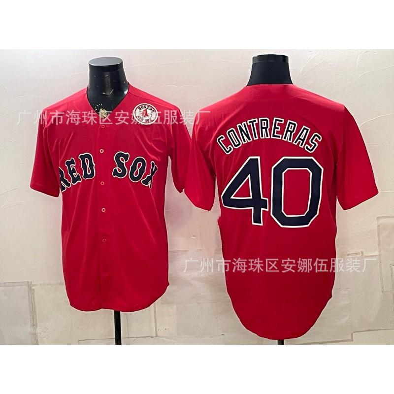 Maglietta da Baseball Unisex Ricamata Boston Red Sox Abbigliamento Sportivo Miscela di Cotone Traspirante Abbigliamento per tifosi