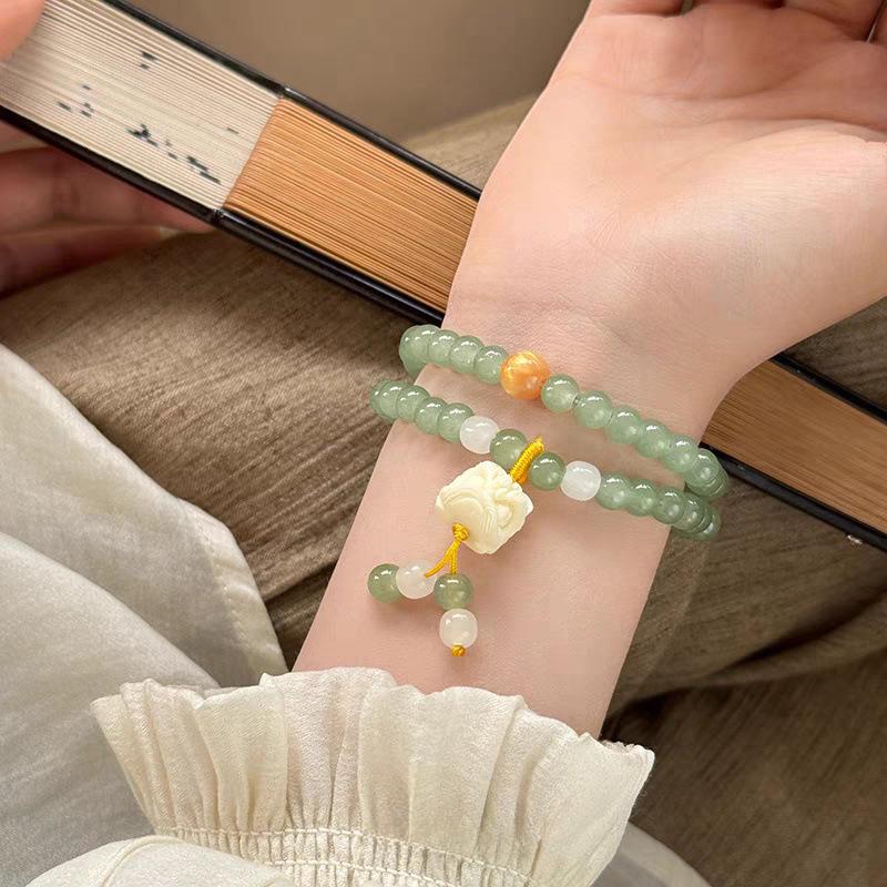 Festive Holiday Christmas Tree Bracelet with Lampwork Beads