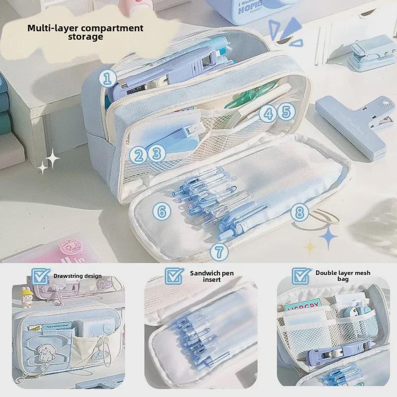 Soft Girl Pencil Case - Large Capacity, Gentle Lazy Style for Students