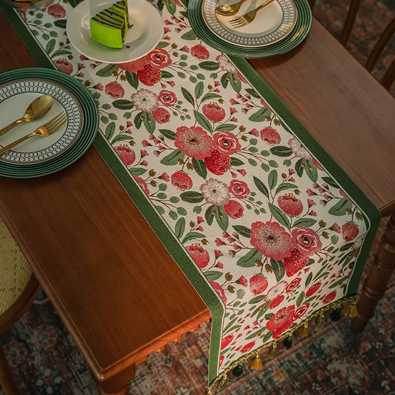 American Retro Jacquard Table Runner Dining Table Cloth Tea Table Cabinet Decorative Strip