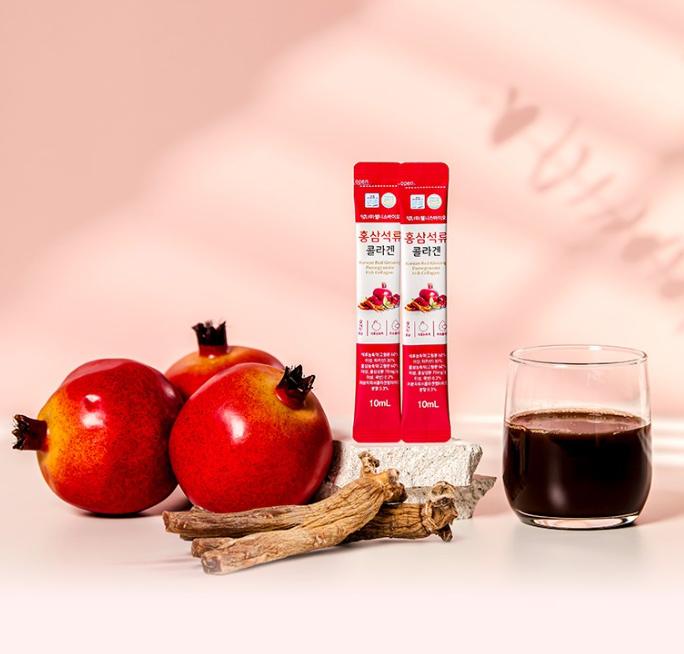 Wellness Bio Ginseng Pomegranate Collagen 300ml (10ml x 30ea) – Boost Skin, Joints & Energy with Red Ginseng & Collagen