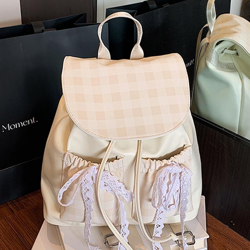 Mochila fofa de laço de outono para mulheres, grande capacidade, face macia, mochila casual para estudantes, bolsa escolar