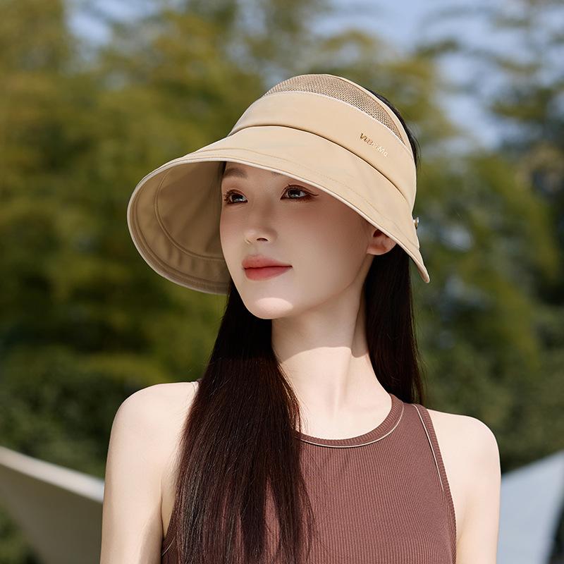 Ice silk can be hung mask empty top hat women breathable face cover ponytail sunscreen hat travel UV protection bucket hat