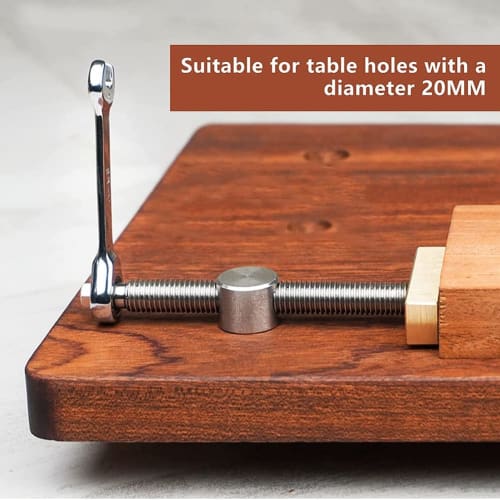 Oikabio Silver Desktop Clip with Four 20mm Dog Hole Stops, Clip Clamp Fixture Vise Bench Joinery Carpenter Tool