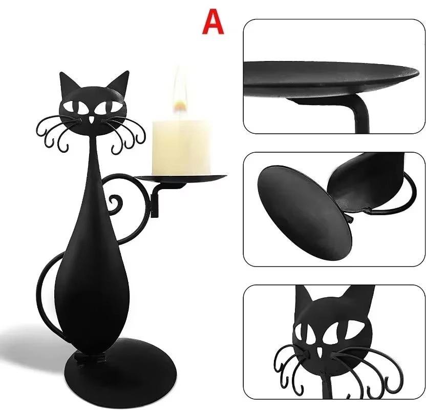 Винтажный подсвечник в виде черного кота, украшение для дома, подсвечник, украшение для дома, металлическая кошка, украшение-подсвечник, украшение комнаты