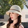 Knitted basin hat spring and summer sunscreen belt decoration wavy edge folding women's retro casual bucket hat fashion