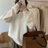 Autumn and Winter New Loose and Lazy Style Round Neck Pullover Sweater with Women's Solid Color Casual Simple Knitted Sweater Thick