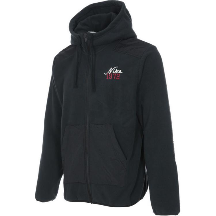 Nike Solid Color Hooded Fleece-Lined Loose Casual Jacket Men Jackets Black FV8452-010