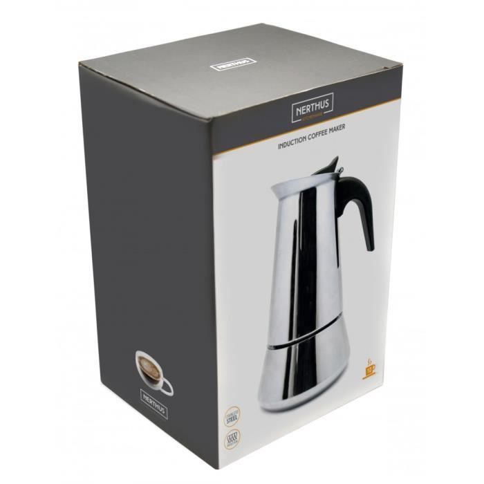 Induction Moka Pot - Nerthus - Fih 408 - 10 Cups - Stainless Steel - Dishwasher Safe