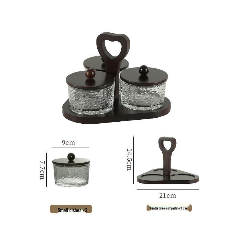 Japanese Style Hammered Glass Divided Serving Platter Set