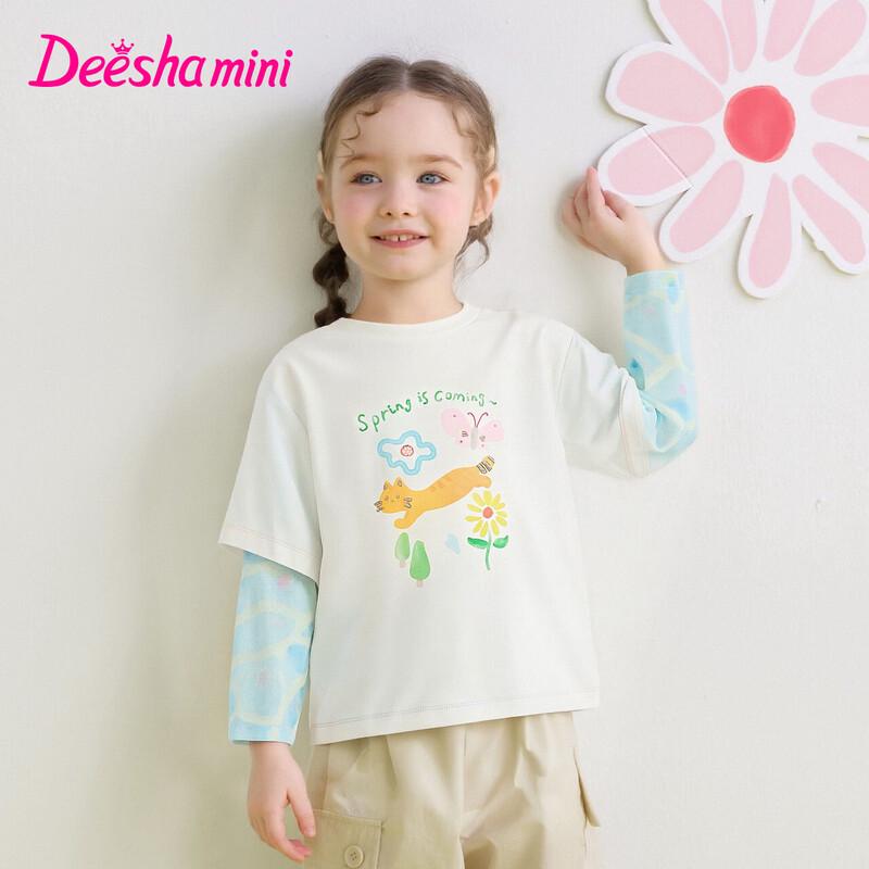 Deesha Girls  Sweet Faux Two-Piece Long-Sleeve T-Shirt 140