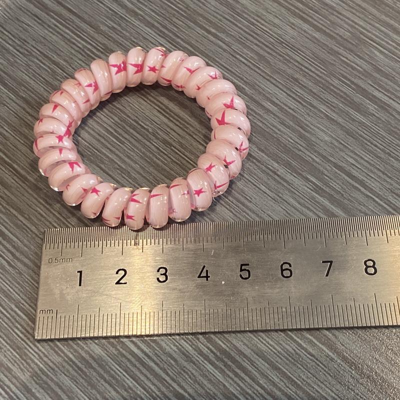 6pcs/set Women Telephone Wire Hair Bands Girls Star Printing Spiral Cord Hair Tie Elastic Scrunchies  Hair Rope Gum Accessories
