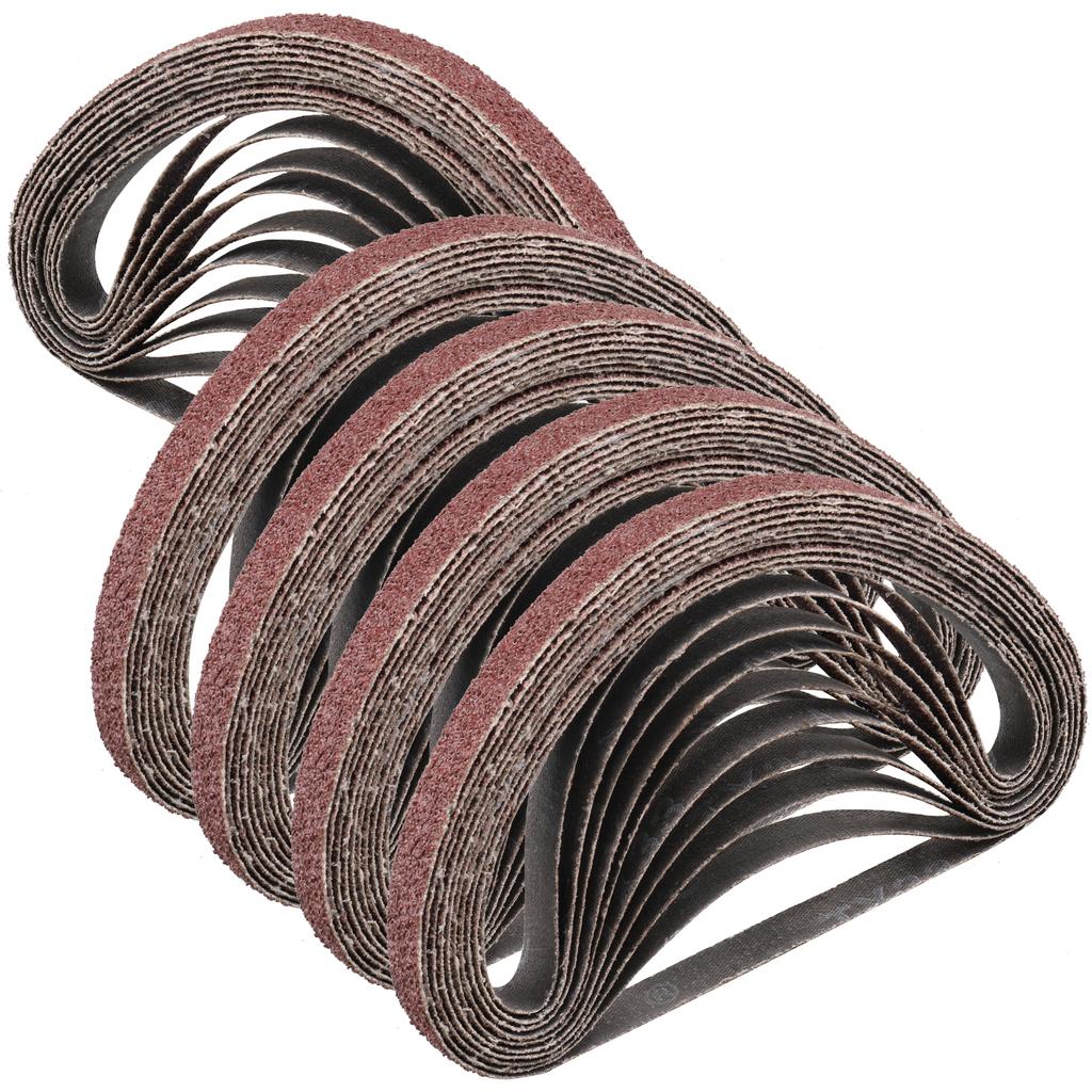 50PCS 13X457mm Sanding Belts, 40-400 Grits 1/2' X 18' Aluminum Oxide Abrasive Belts for Air Belt Sander Welding Spot Grinding