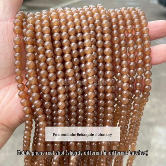Jingde Jewelry 5A Natural Blue Chalcedony Round Beads: Icy Transparent Blue Agate for Handmade DIY Accessories