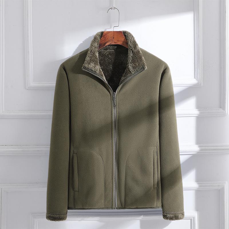 Unisex Reversible Fleece Jacket: Thickened Velvet Windsheeter with Polar Fleece Inner, Perfect for Autumn and Winter