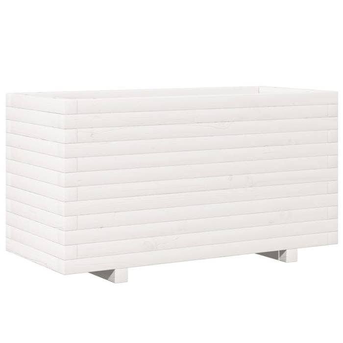 VidaXL Jardinière blanc 90x40x49,5 cm bois de pin massif, jardinière d'extérieur, bac à fleurs, boîte à plantes, jardinière 847374