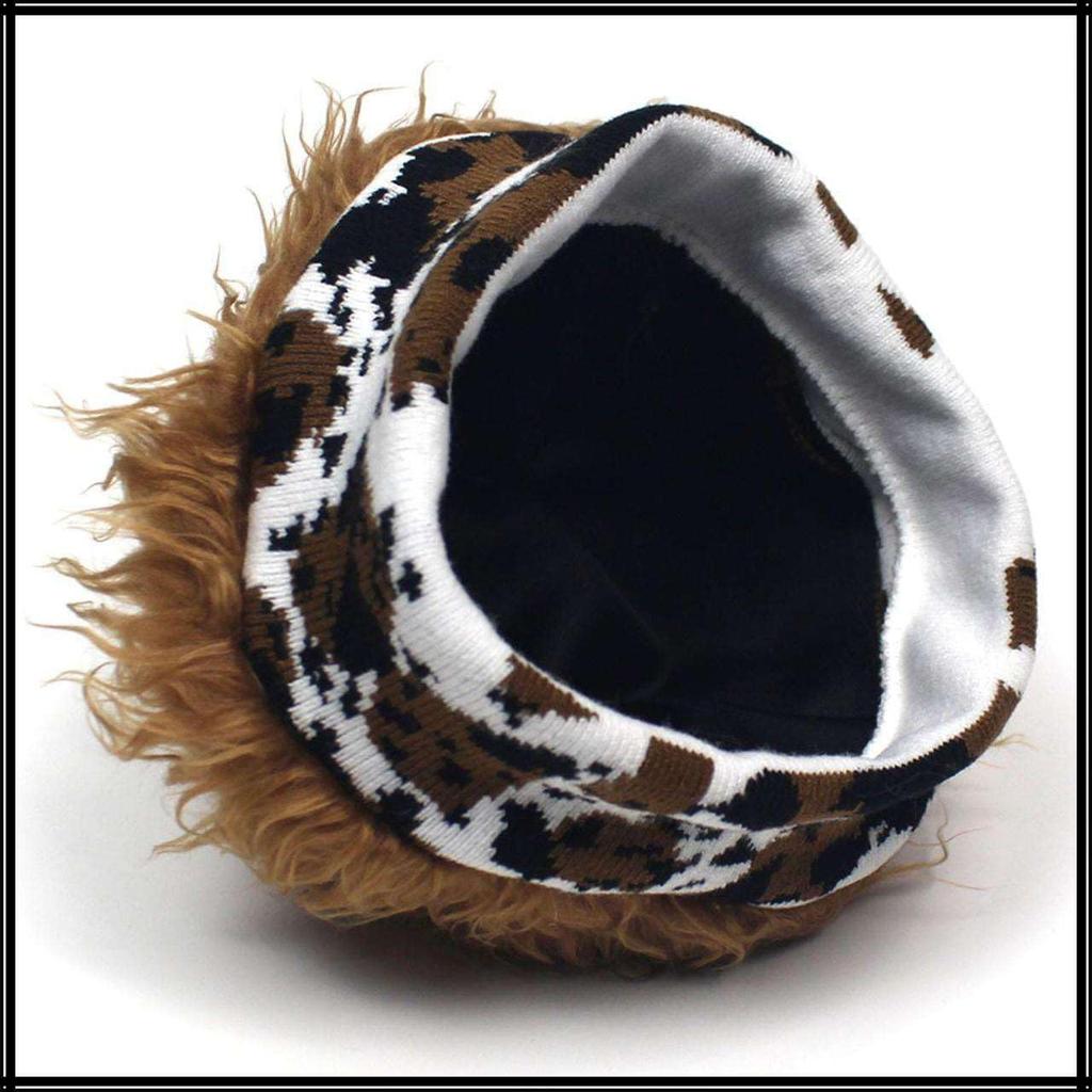 Wig Knitted Animal Knit CZ698 [White Fang] Hat, Hat, Cap, Unique, Men's, Women's, (Dark Brown)