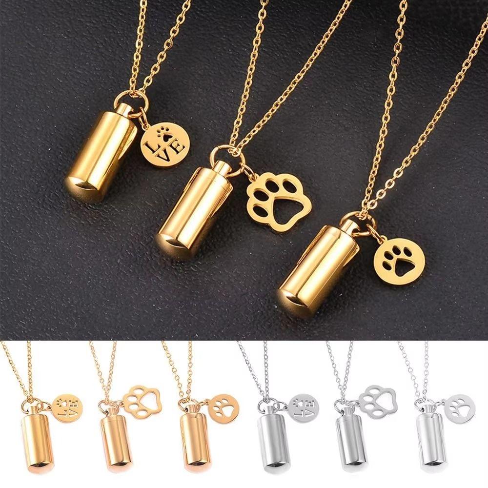Cylinder Pet Ashes Pendant Stainless Steel Memorial Ashes Pendant Cremation Jewelry