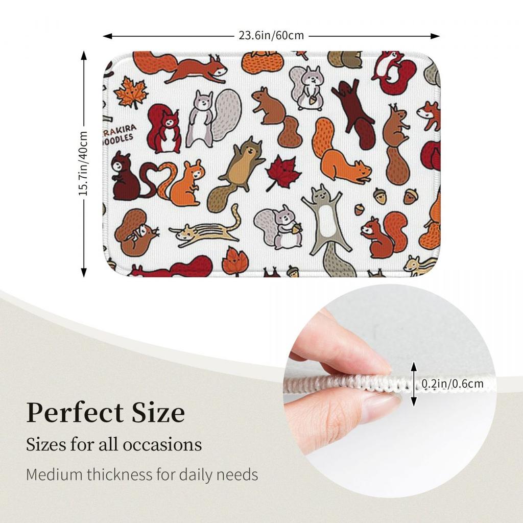 Squirrels In Fall Doodle Doormat Kitchen Entrance Home Floor Mat Non-slip Carpet Rug for Living room Footpad Mats