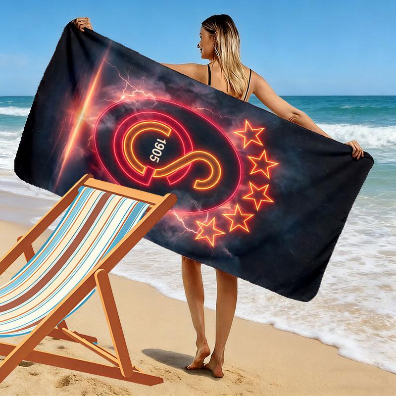 Galatasaray Edge Print Beach Towel, Large Soft Quick Dry Towel for Beach Camping Swimming
