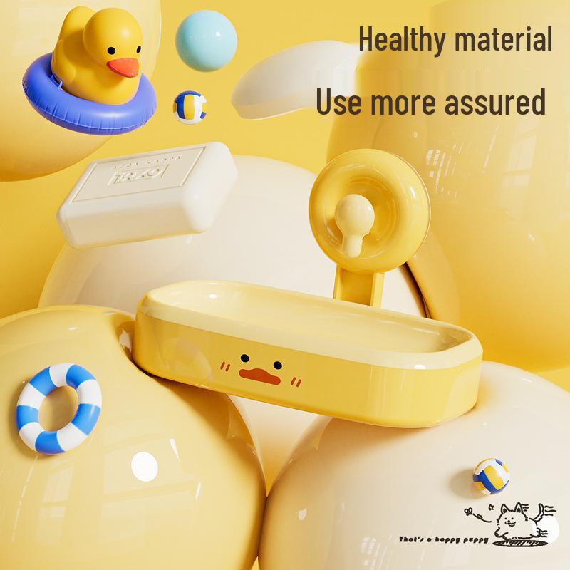 Suction Cup Duck Soap Dish - Cute Cartoon No-Drill Holder, Removable for Easy Use in Bathroom