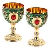 Vintage Weinglas Zinklegierung Elegant Dekorativ Retro Stielgläser Für Hausbar Party 2 Stück Gold Grün