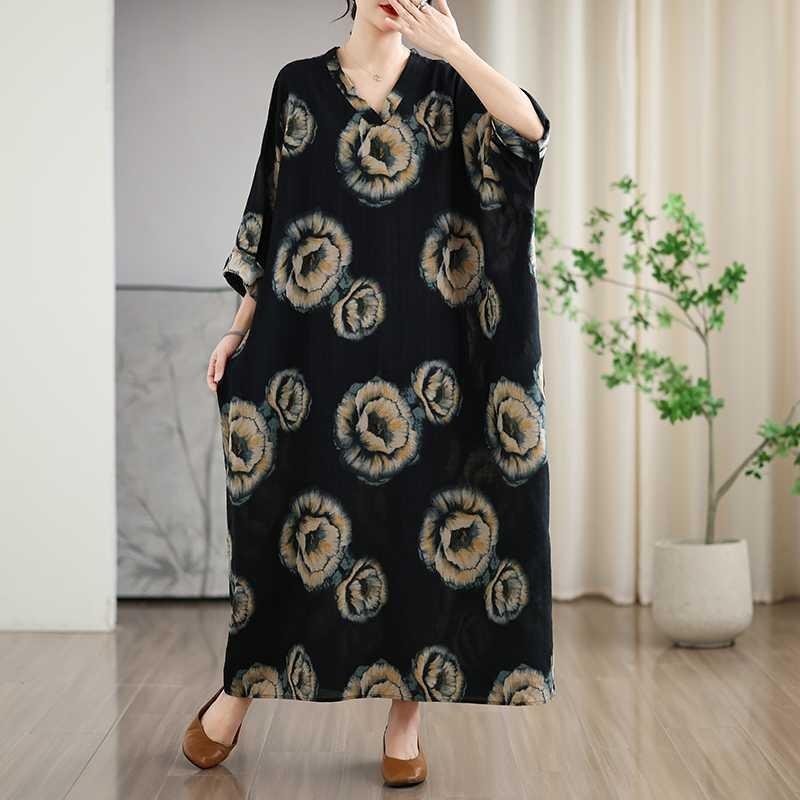Vacation Style Travel V-Neck Vintage Dresses