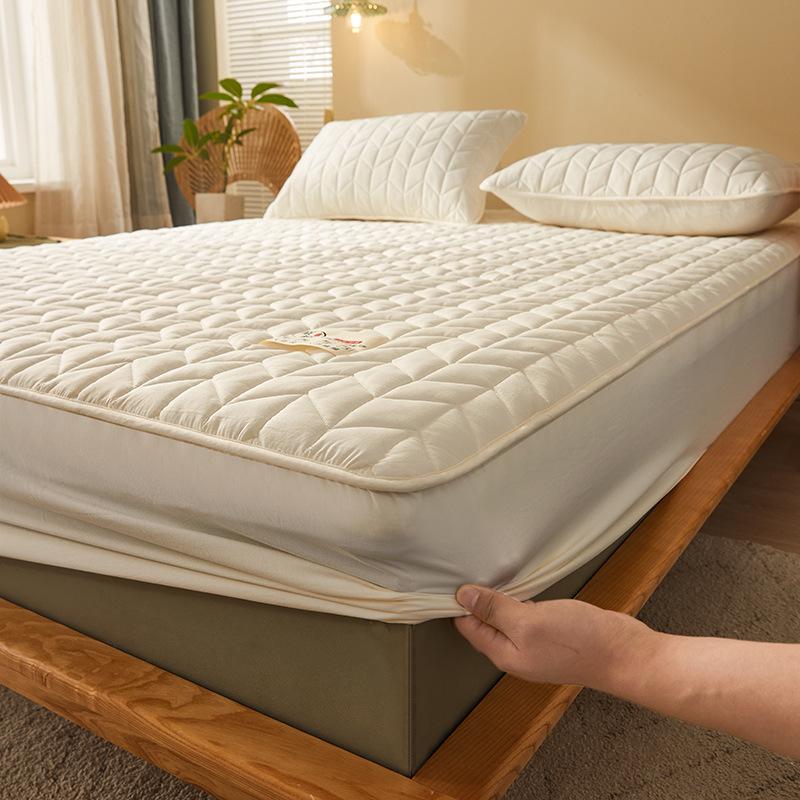 Pure Cotton Thickened Mattress Quilted Cotton Non-slip and Dust-proof Mattress Cover Sheet Simmons Mattress Protective Cover Thin Brown Mattress Cover