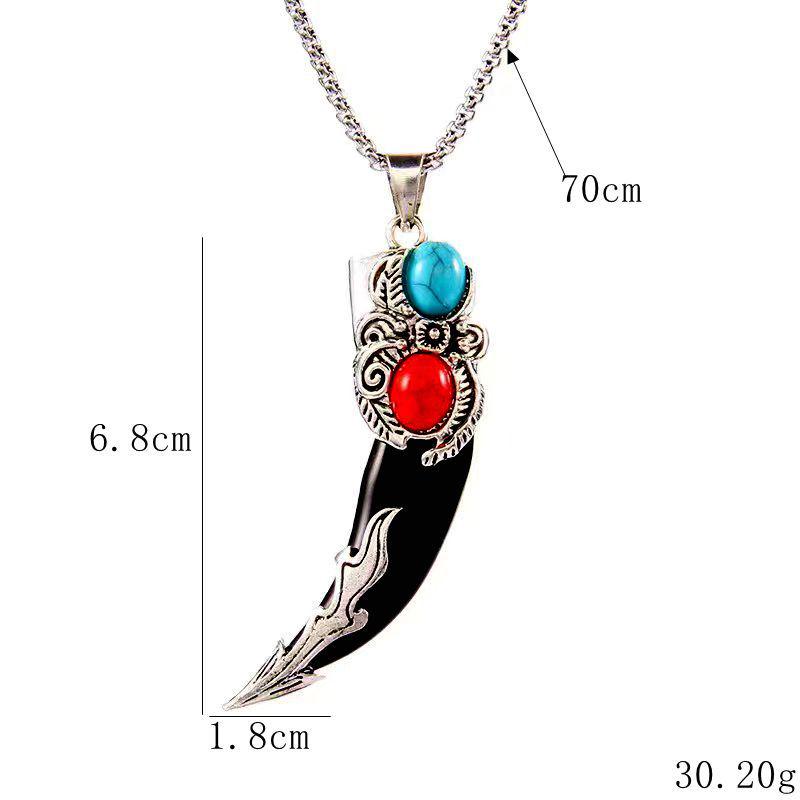 Men's Retro Wolf Tooth Pendant Necklace - Stainless Steel Punk Charm