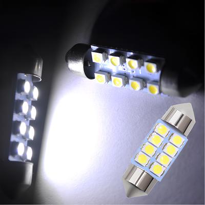 2 Stück Innenraum Leseleuchte T10 31mm 39mm 41mm DC12V Weiß 8SMD Tür Doppelspitz Heck Kofferraumleuchte Kuppel Autos Wasserdicht Nebel