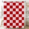Red White Checkered Shower Curtain Bath Decor for Bathroom Accessories Polyester Fabric with Plastic Rings Hooks (180x240cm)