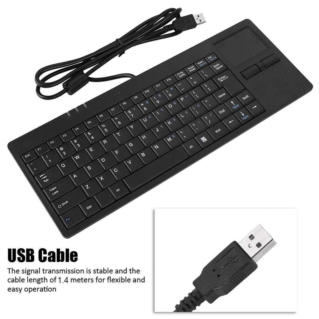 Kabelgebundene USB-Tastatur mit integriertem Touchpad-Hub-Anschluss, 86 Tasten, Stummschaltung, ultradünne Tastatur für Notebook-Schreibtisch