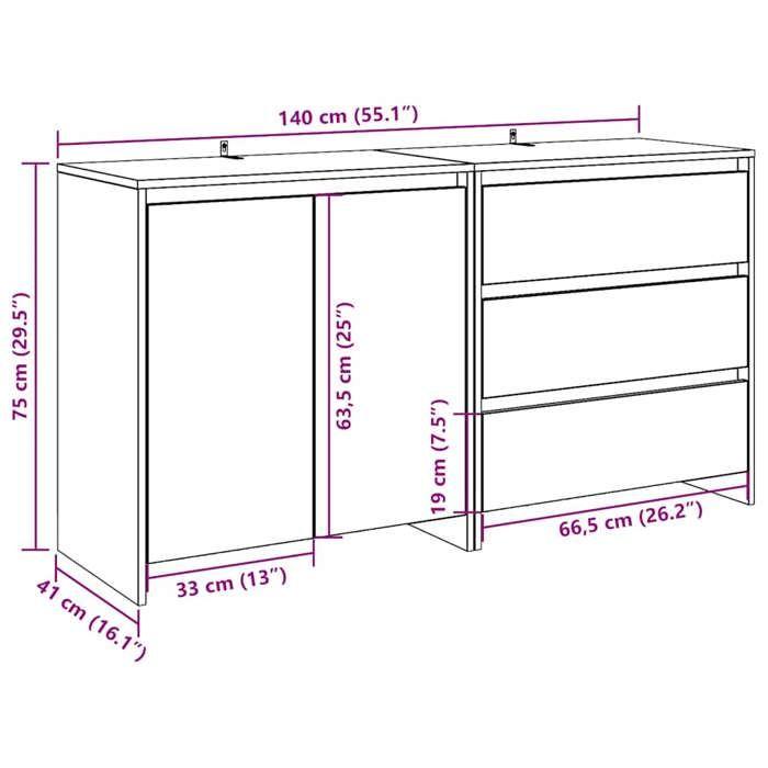 VidaXL Buffet 2 pcs vieux bois bois d'ingénierie 3329177