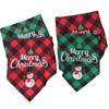 Red Green Grid Dog Saliva Towel Santa Claus Pet Triangle Scarf Triangle Bandana  Home Decor
