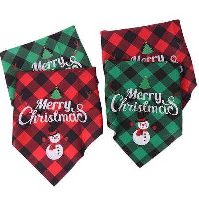 Pet Supplies Red Green Grid Christmas Dog Scarf Adjustable Snowman Triangle Bandana Santa Claus Pet Triangle Scarf Home Decor