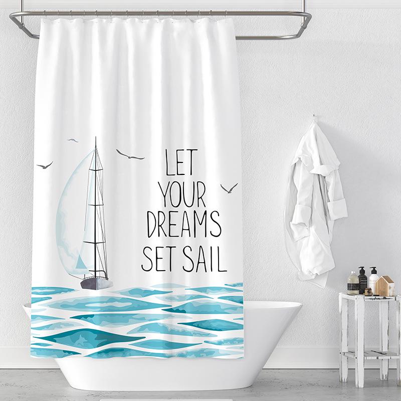 Bathroom Thickened Waterproof Curtain Mildew Proof Shower Curtain Shower Partition Curtain Shower Curtain Bathroom Curtain Free Perforation